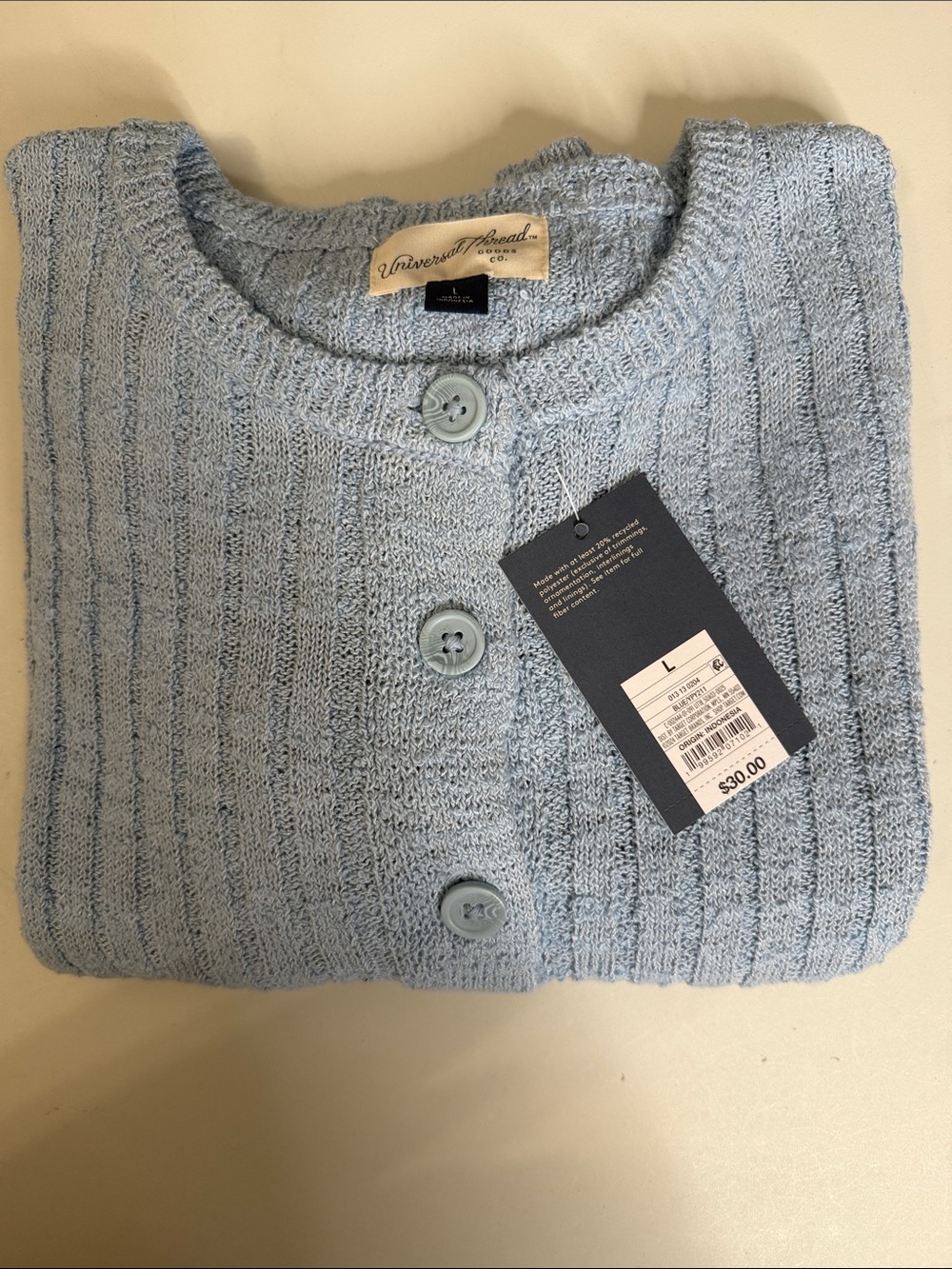 Universal Thread Light Blue Ribbed Button-Up Cardigan #898 - Picture 6 of 7